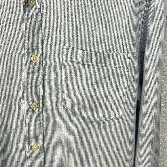 J. Crew Linen Button Down Shirt Mens Sz M Long Sleeve Striped Slim Fit Preppy - Picture 5 of 8